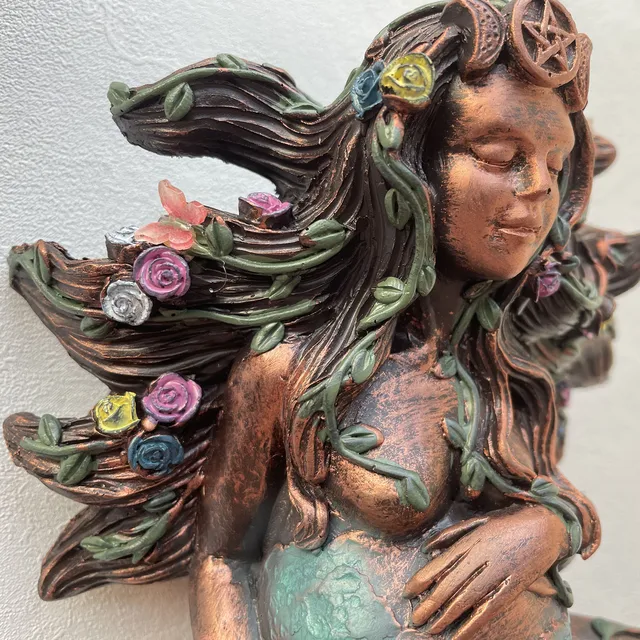 Anya Földi Szobor Gaia Tündér Pillangó Dekoratív Buddha Figura Istennő Gyógyító Csakra Meditáció Mitikus Otthoni Dekoráció - Image 4