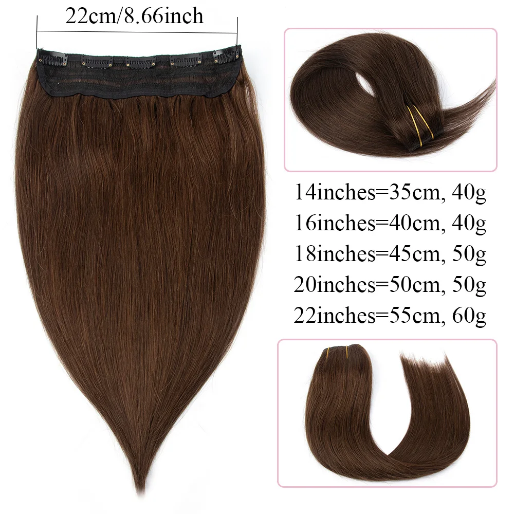 Blonde Clip In One Piece Human Hair Extensions Brown Remy Human Hair Weft Clip In Natural Silk Straight Hairpiece For Women
