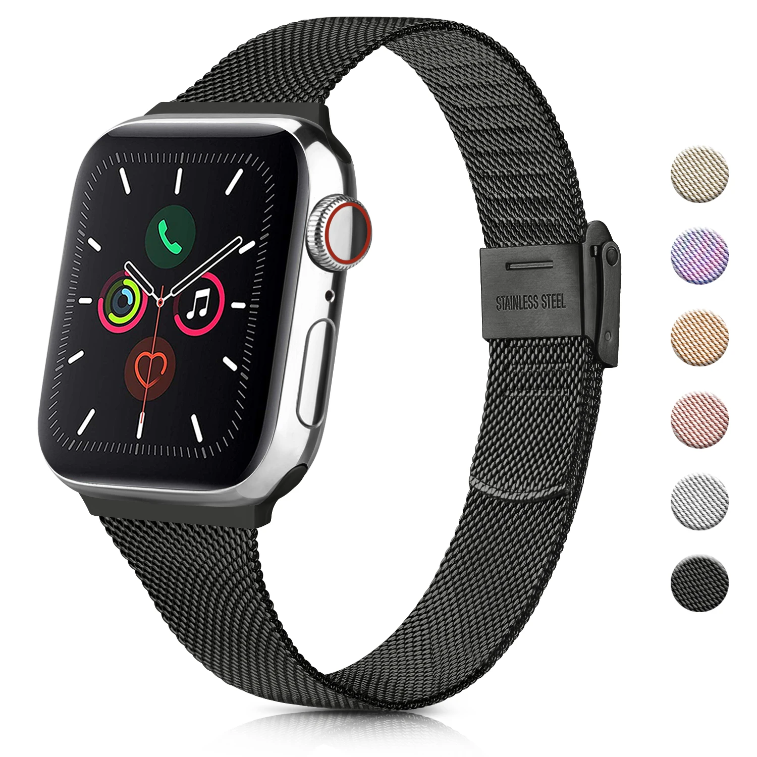

Slim Watch Band for Apple Watch SE 6/5/4 40MM 44MM Metal Bracelet Loop Strap for iWatch Series 3/2/1 38MM 40MM Wrist Watchband