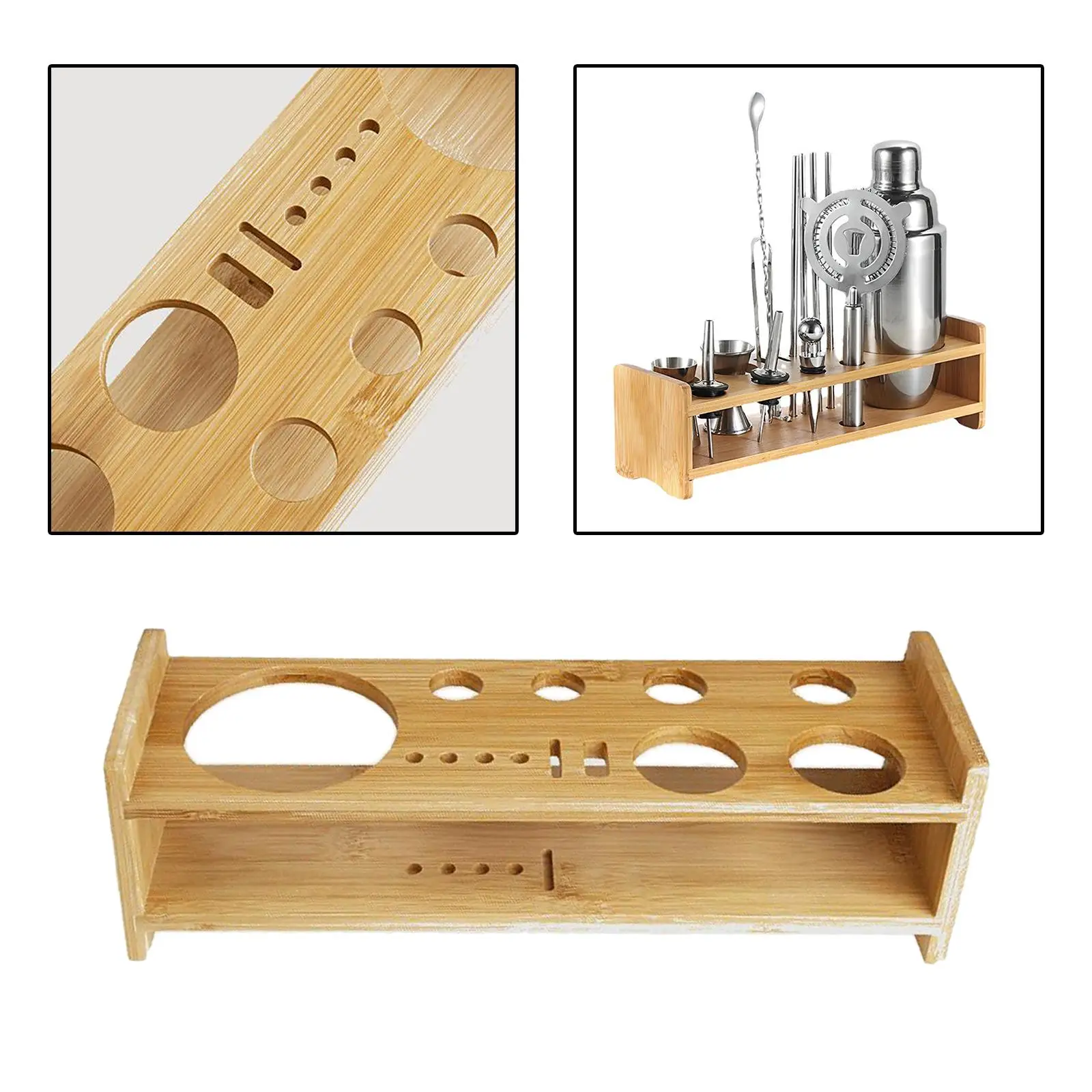Cocktail Bartending Set Wooden Stand Desktop Practical Cocktail Shaker Rack