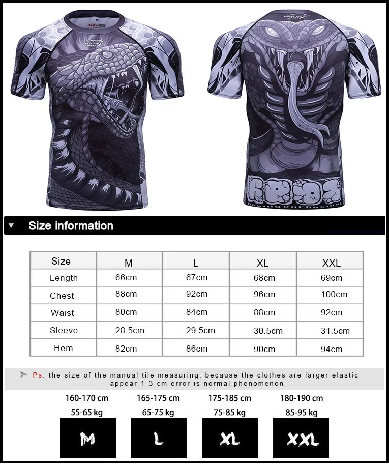 Snake Men MMA Rashguard Jiu Jitsu Jerseys+Pant Set MMA Thair T-shirt Shorts BJJ Boxing 4Pcs/Set Rash Guard Fightwear Sportsuit