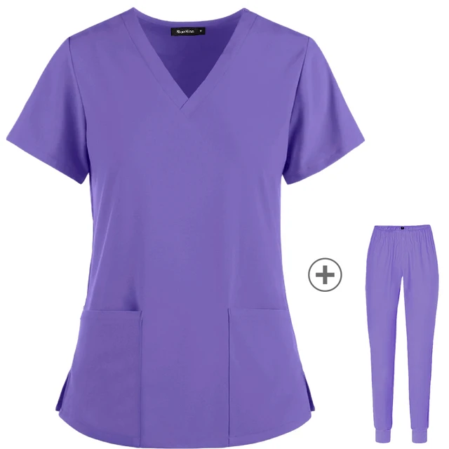 Wholesale Women Wear Scrub Suits Hospital Doctor Working Uniform Medical Surgical Multicolor Unisex Uniform nurse accessories Purple