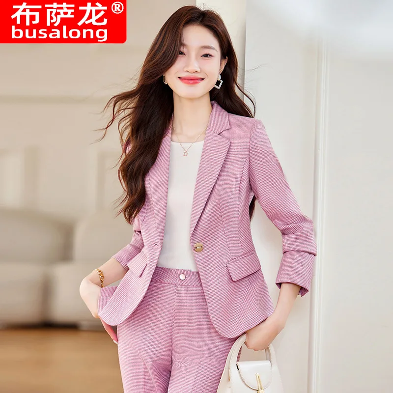 Women's Plaid Blazer2024New Spring and Autumn High-end Elegant Casual Suit Business Suit Formal Suit 1