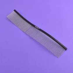 Professional Stainless Steel Pet Grooming Comb - Dual Teeth Design for Effective Hair Removal (Elliptical black)
