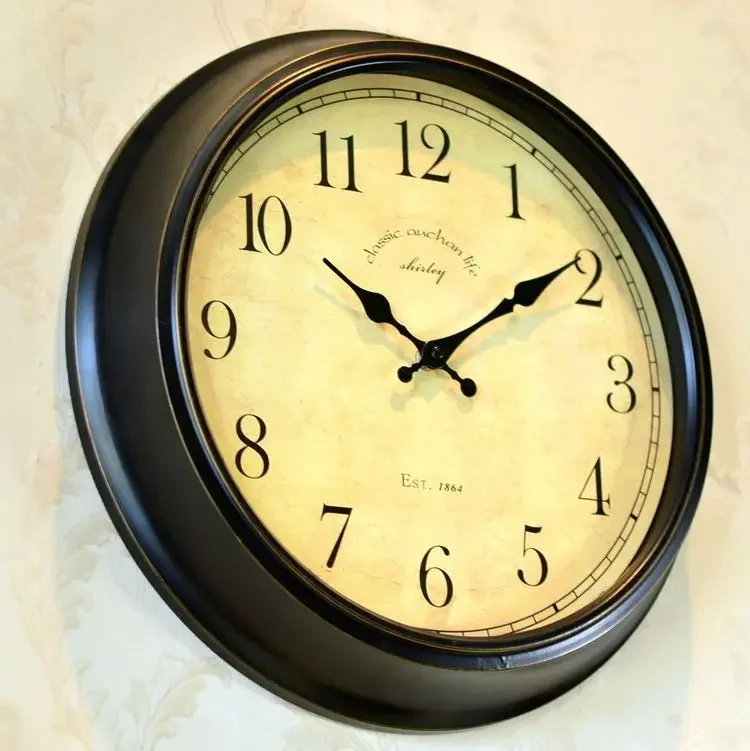 Vintage Large Wall Clock Metal Wall Clock Color:Style 5;Sheet Size:40X40CM