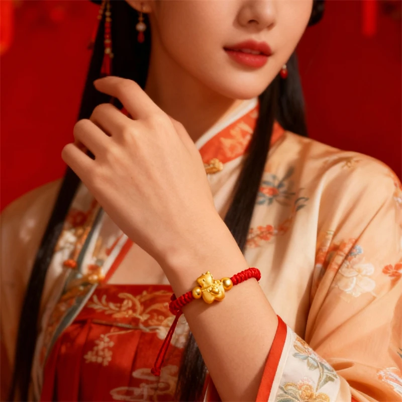 2026 New Year Zodiac Horse Lucky Braided Rope Bracelet Red Thread String Adjustable Bracelets for Womern Men Amulet Jewelry Gift