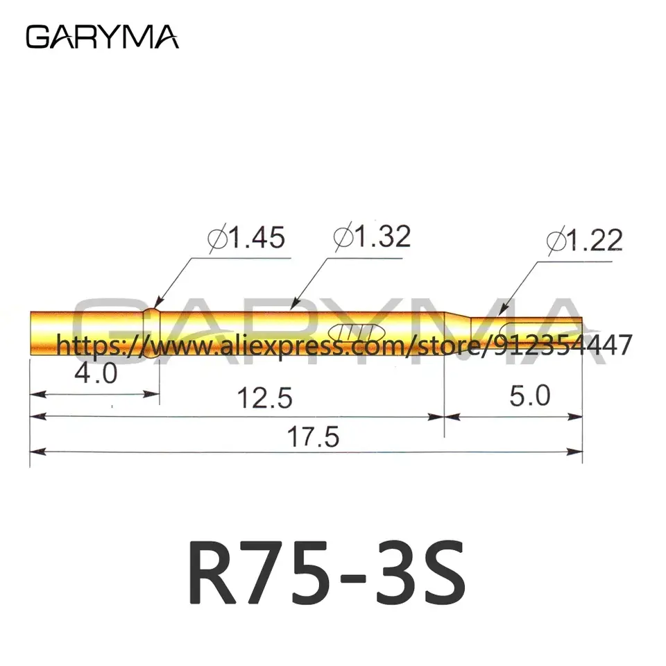 100Pcs P75-A2 P75-B1 P75-1D P75-D2 P75-D3 P75-E2 P75-E3 P75-F1 P75-G2 R75-1S R75-2S 3S Spring Test Probes Pogo Pins Receptacle image 7