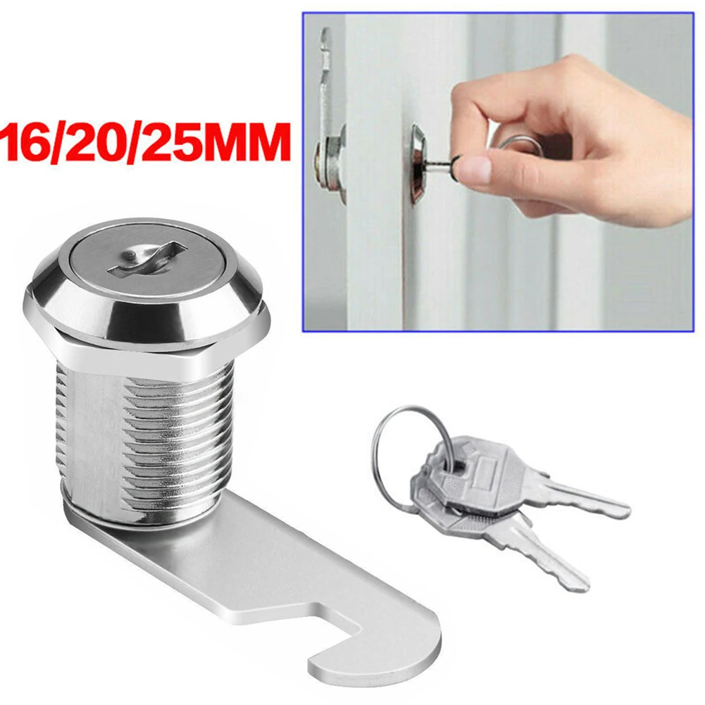 16mm Drawer Cabinet Lock Mail Box Locker Cam Lock Cupboard Door Tongue Lock With 2 Key Furniture Hardware