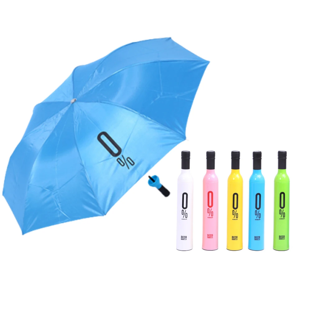 Hiddle Folding Bottle Umbrella Car Travel Compact Pocket Umbrella with Bottle Case Cute Design Wine Umberella