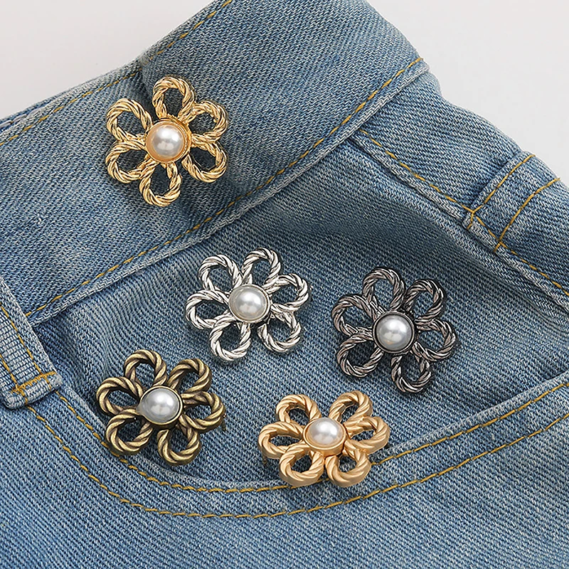 Reusable Detachable Waistband Flower Buttons Tool Jeans Waist Buckle Adjustment Button For Pants Jeans Waist Clip 3