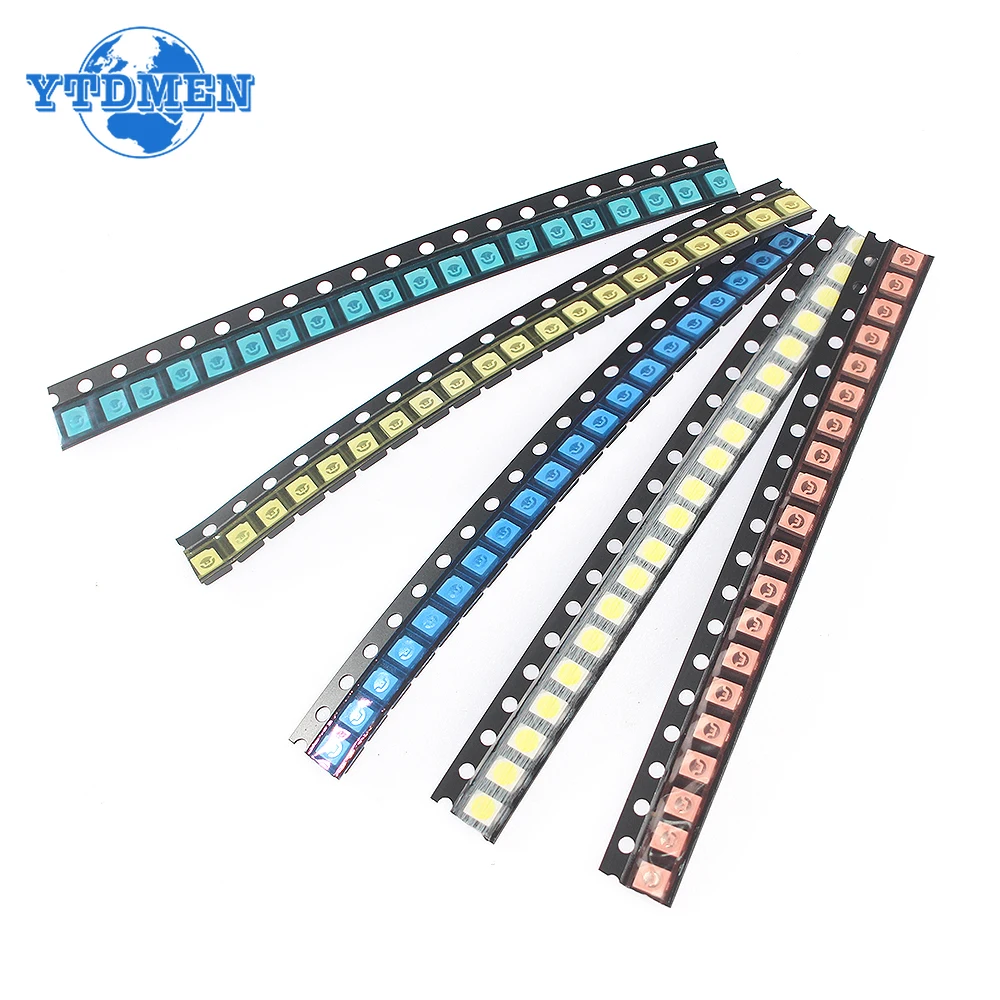 SMD 발광 다이오드 1210 1206 LED, 고휘도, 백색, 청색, 적색, 황색, 녹색, 전자 부품, 200 개