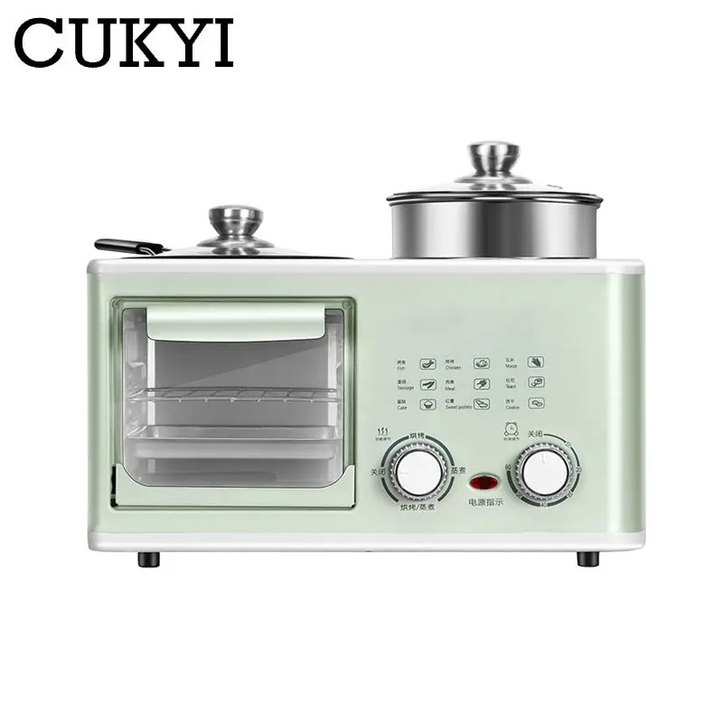 Multifunctional 4in1 Breakfast Maker 8L Mini Bake Oven Stainless Steel Cooking Pot With Steam tray Egg Boiler Food Steamer Grill 3