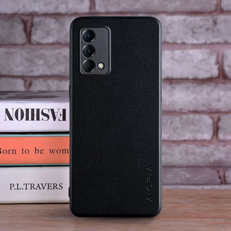 Luxurious Textile Leather Case with Soft TPU and Hard PC 3-in-1 Material - Phone Cover