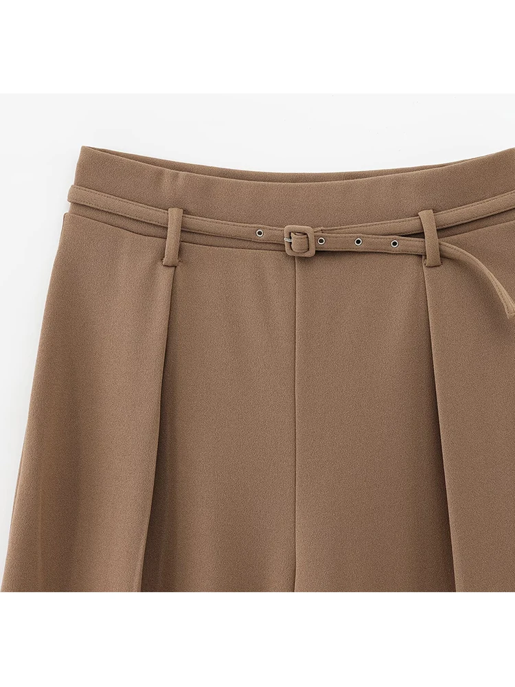 TFMLN 2025 Spring New Women Pants Vintage Casual Female Wide leg Pants Temperament Fashion Simple Pant