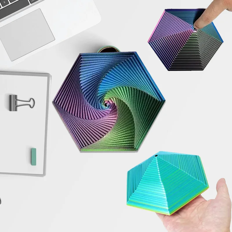 Fractal Fidget Hexagon - Portable Sensory Anti-Stress Toy and Visual Desktop Ornament