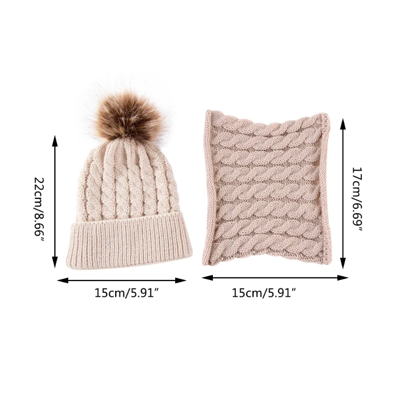 Baby Knitted Hat Scarf Set Beanie Neckerchief Neck Girl Knitted Lovely