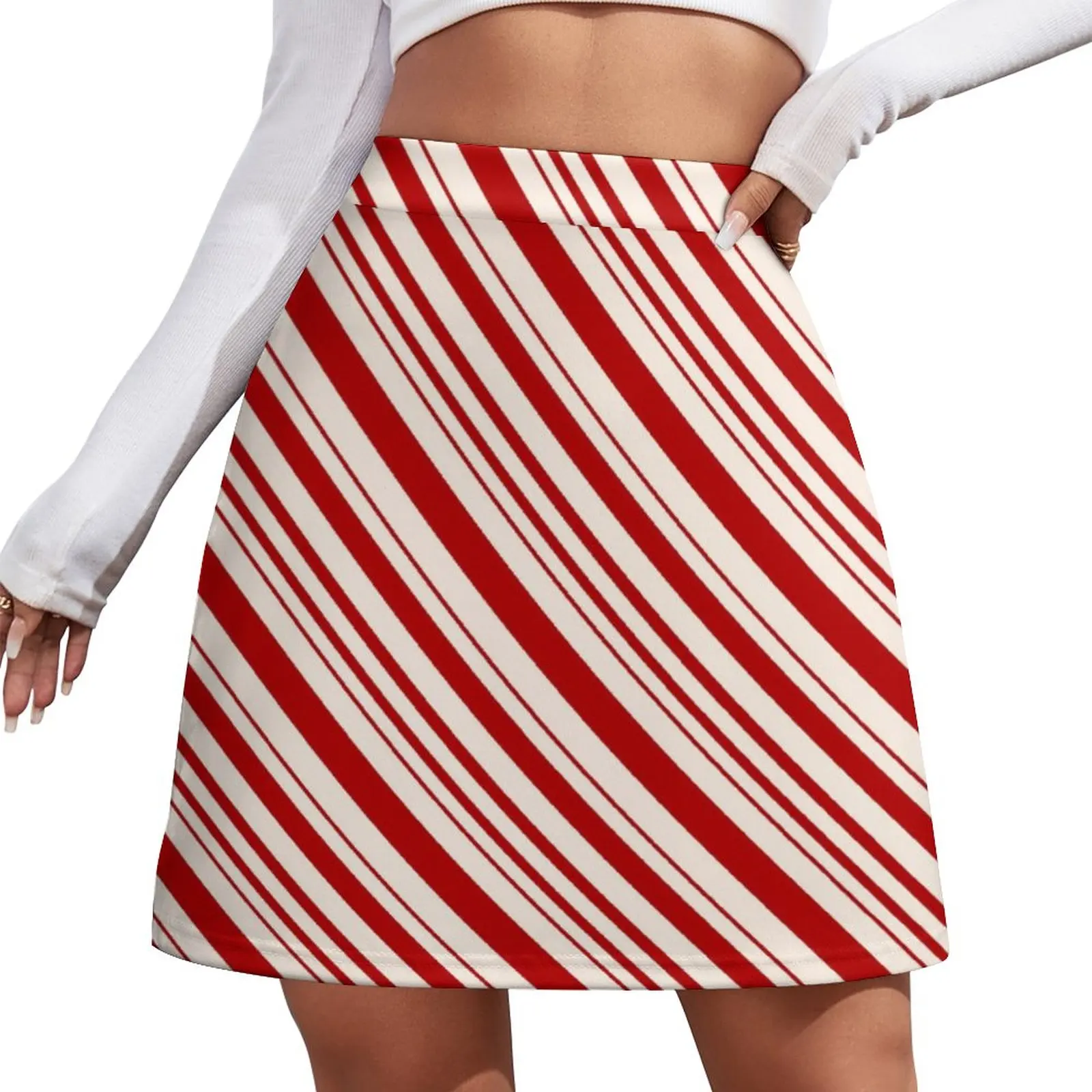 Candy Cane Christmas Mini Skirt skirts elegant dresses for women mini dresses dotted swiss pocket ruffled mini dress in pink size l