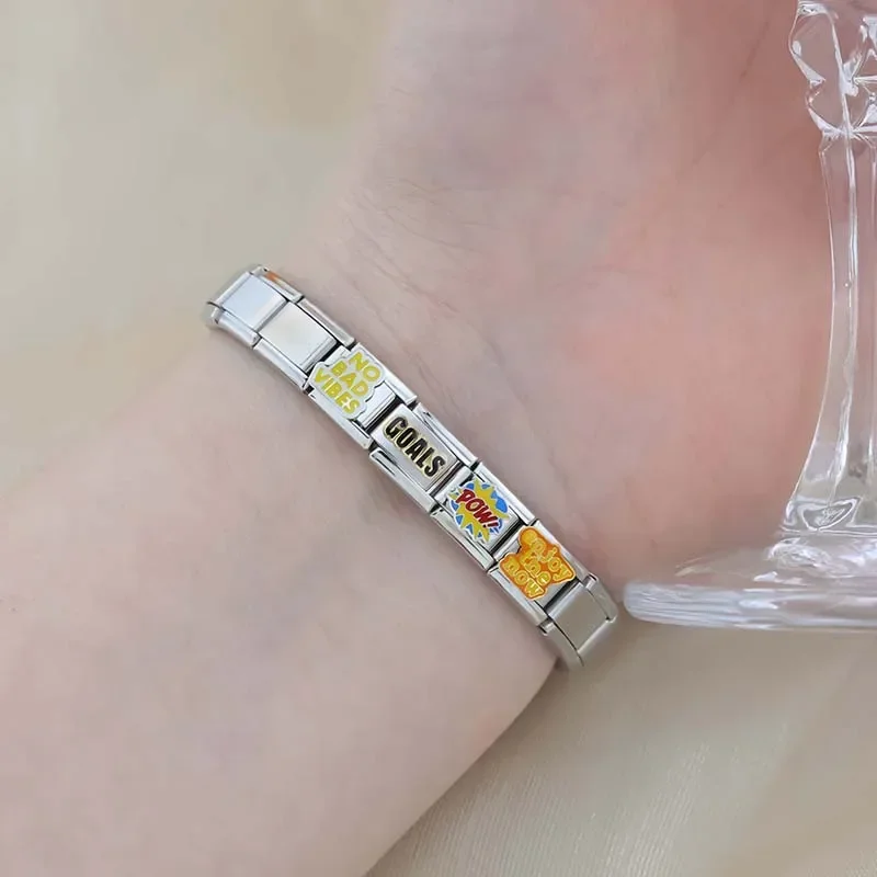 Women Stainless Steel DIY Jewelry Charms Links Fit 9mm Bracelet