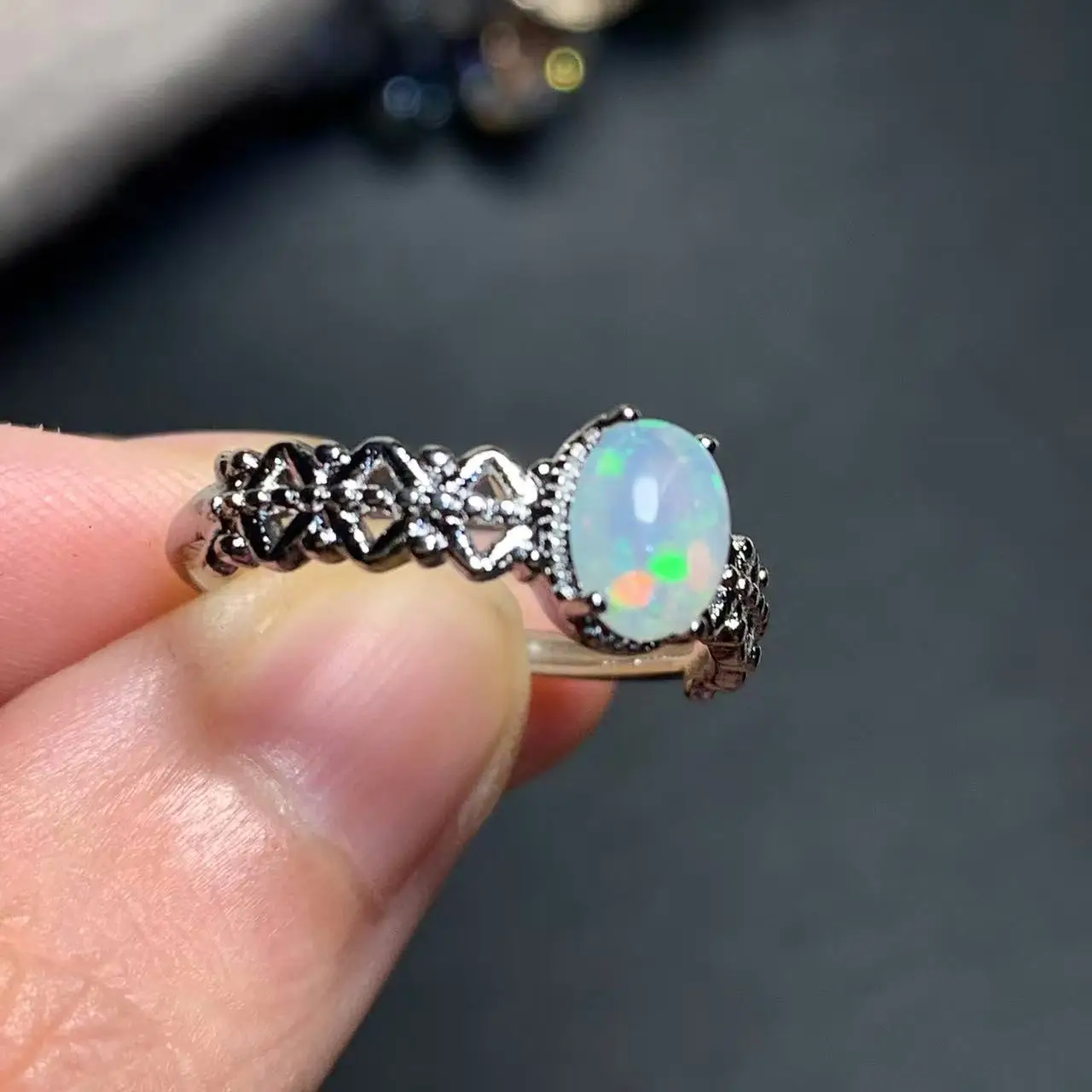 NEW ARRIVAL Natural Opal Ring Adjustable Female Ring Jewelry for Women Gift Wholesale High Quality Vintage Fine