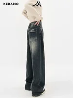 Harajuku Streetwear Retro Fashion Autumn Women High Waist Jeans Loose Wide Leg Straight Loose Denim Trousers Y2K Baggy Pants - Image 4