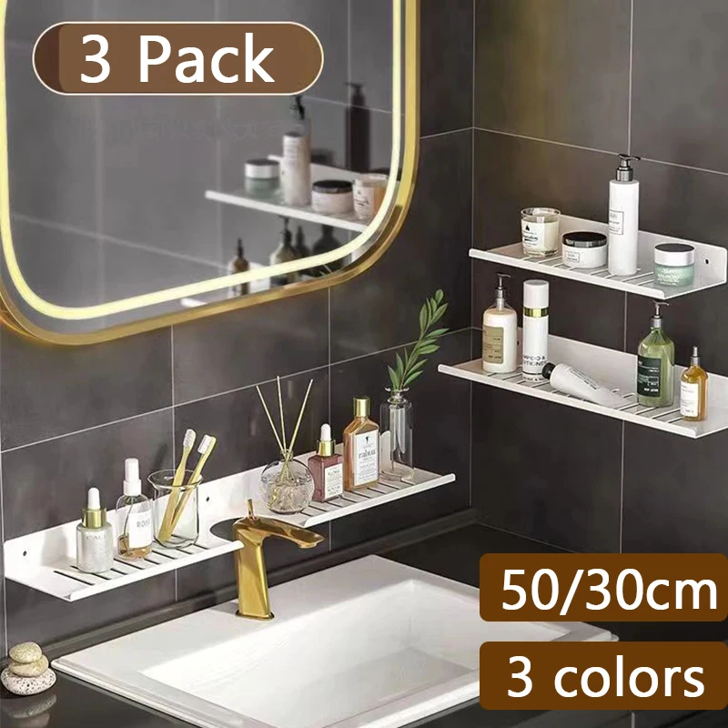 White Bathroom Shelf Bath Shower Shelf No Drill Bathroom Corner Shelf Wall  Mounted Bathroom Accessoriesbath Storage Rack - Bathroom Shelves -  AliExpress