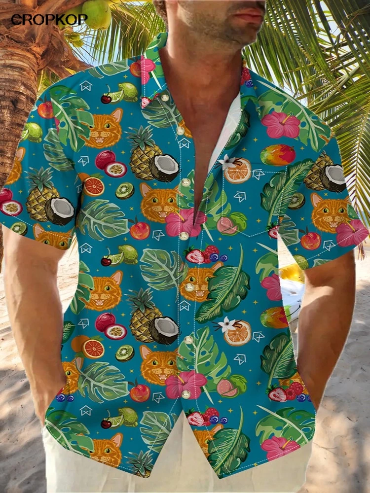 

Summer Printed Short-sleeved Shirts Trendy Fashionable Resort-style Hawaiian-style Casual Men's Shirts Ropa Hombre For 2024