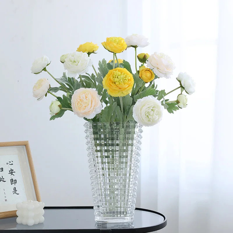 5PCS 3 Heads Artificial Flowers Artificial Fake Peonies Bouquet Faxus Peony Flowers Wedding Bouquets for Party Home Decoration