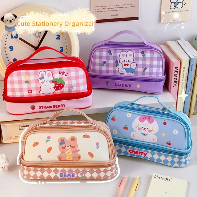 Cute Rilakkuma Pencil Case Pouch Anime Bear Kawaii School Pencil Cases for  Kids Girls PU Leather Cosmetic Makeup Bag Organizer - AliExpress