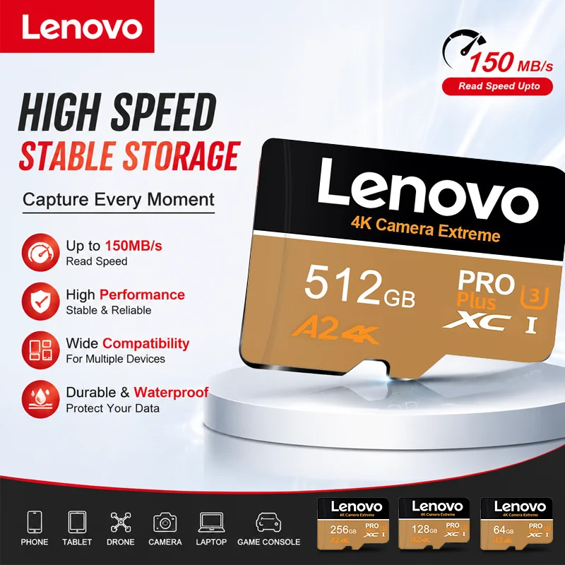 레노버 고속 카드 512GB 게임 SD 메모리 카드 256GB 마이크로 TF SD..