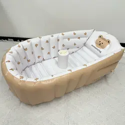 Portable Inflatable Baby and Children's Outdoor Swimming Pool and Bathtub (Khaki bear)