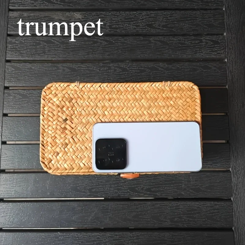 2PCS/Set【S+L】Hand Woven Straw Woven Vintage Storage Rack Basket, Desktop Storage Blue, Handheld Gift Box, Storage Organizers