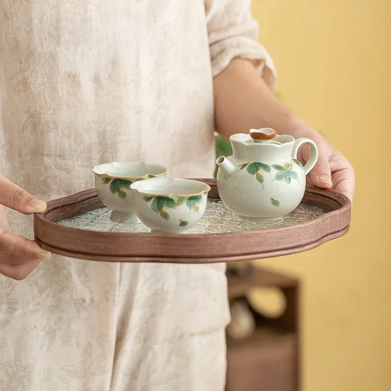 Exquisite Ceramic Tea Pot Portable Travel Tea Infuser Outdoor Ball Hole Filter Teapot Handmade Ceramic Tea Accessories