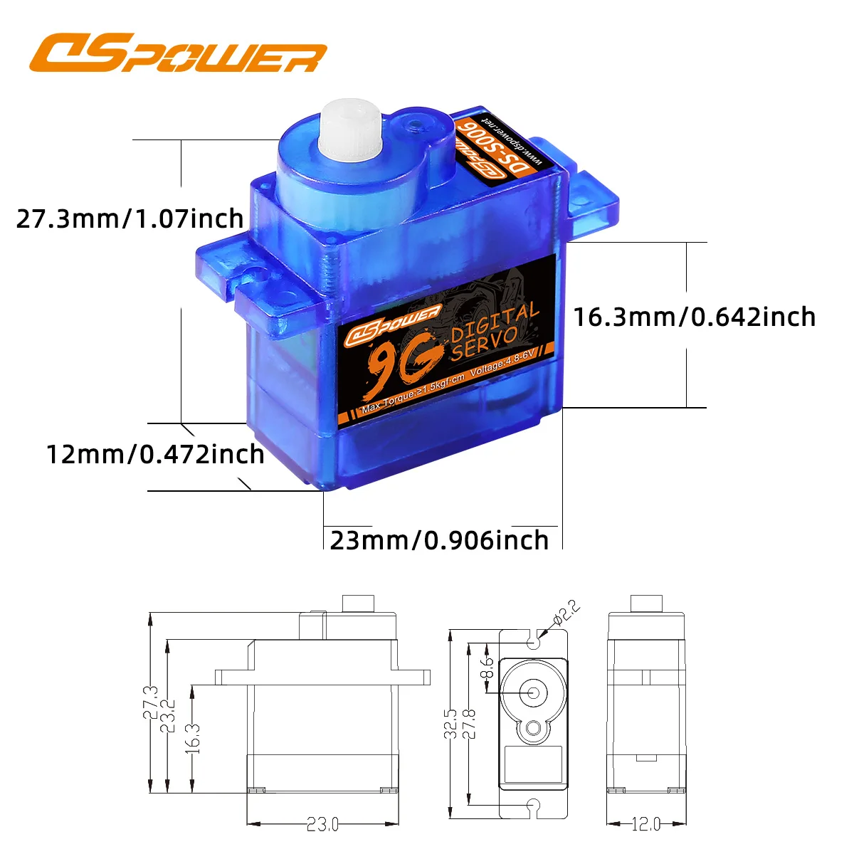 DSPOWER 9g 12g Micro Digital Servo Kunststoff/Metall Getriebe 4,8 ~ 6,0 V DC für RC Mini Auto Flugzeug Hubschrauber Roboter Wltoys Axial Teile – Detail 8