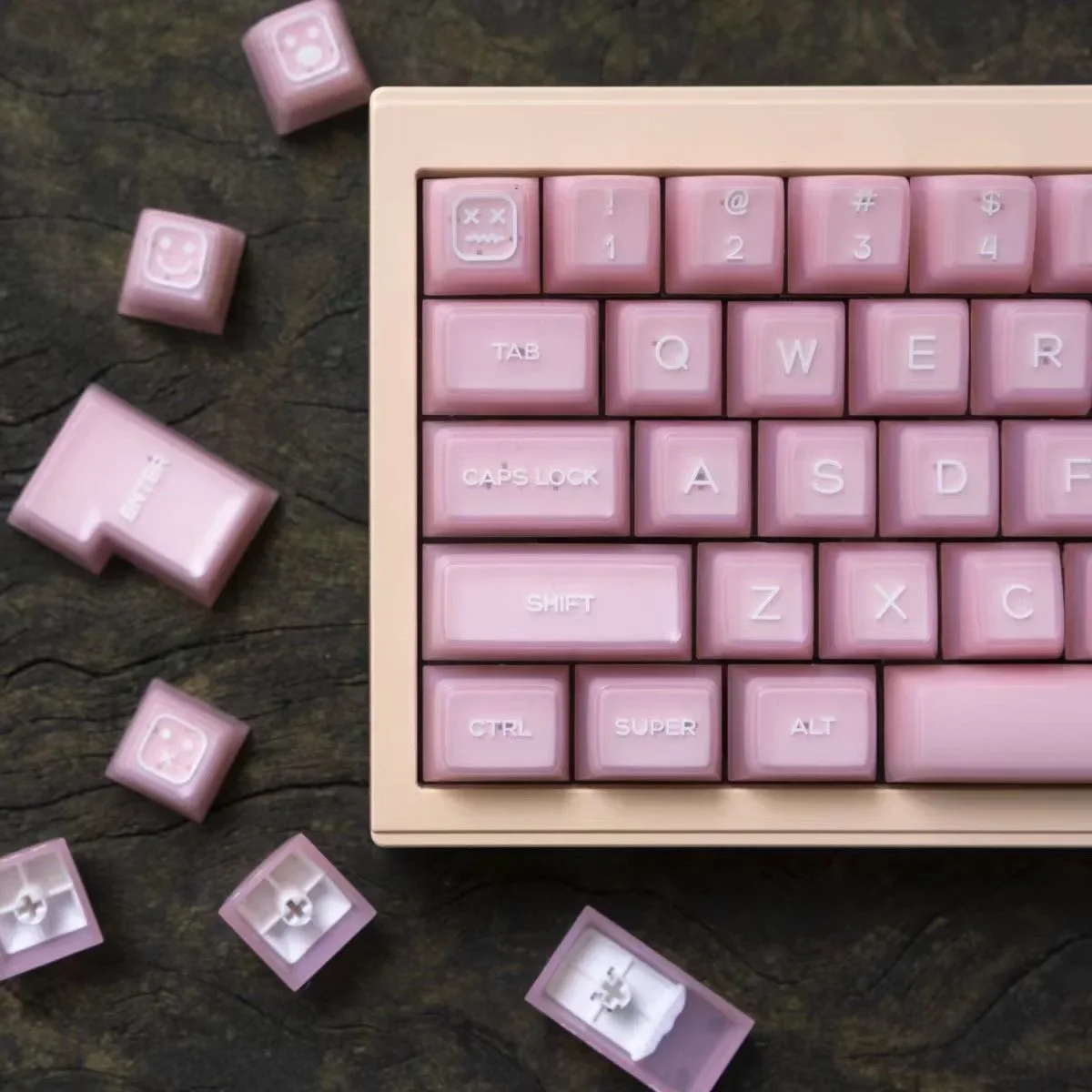 Leite Rosa Double Shot Pbt Keycap Keycaps de Teclado Translúcido para Switches mx Acessório Gamer 140 Mais Chaves Perfil SA Novo