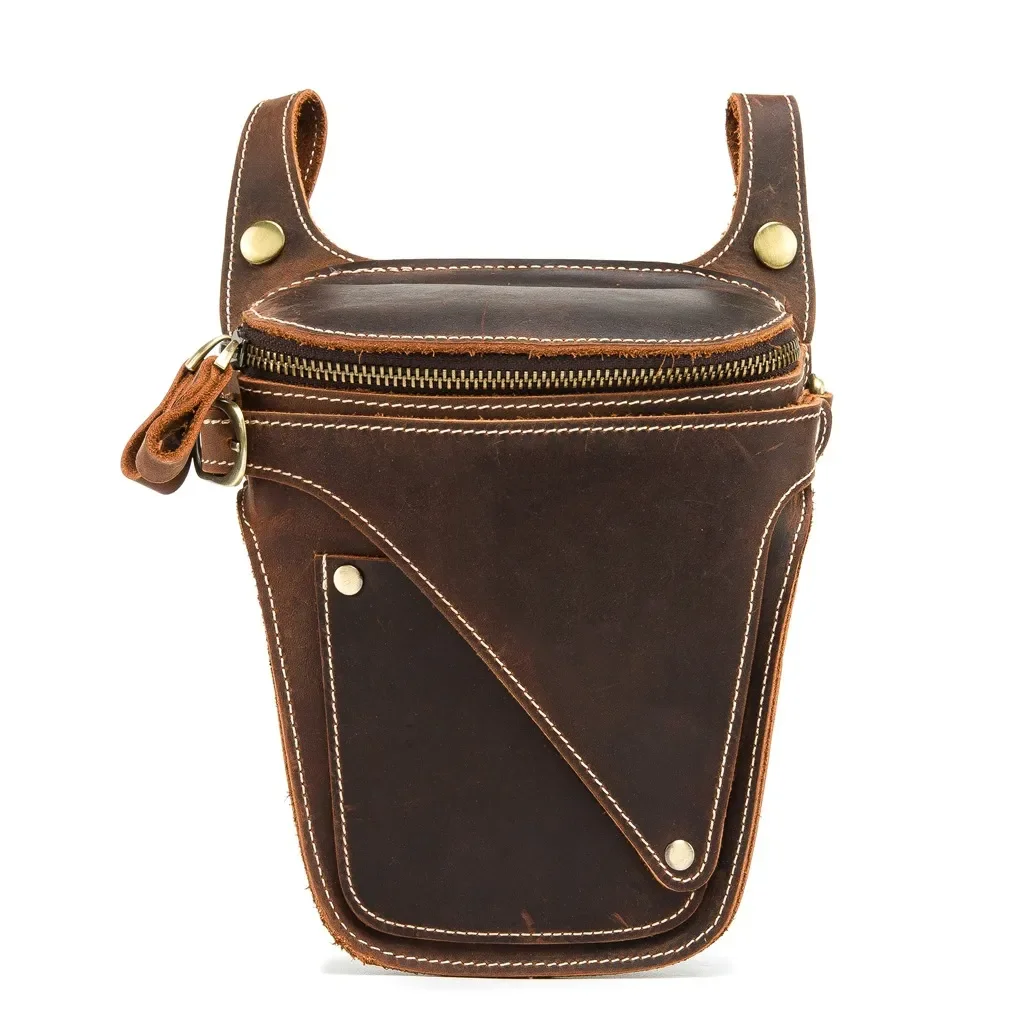 

Crazy Horse Leather motorcycle Bag For Men Genuine Leather Belt Bag High Vintage Men's Waist Pack Male Hip Fanny Packs Bag