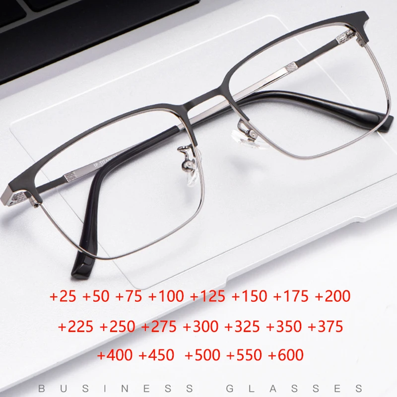 

Titanium Reading Glasses Men Casual Square Frame UltraLight Presbyopic Glasses Women Flexible Eyeglasses Fashion +175 +225 +275