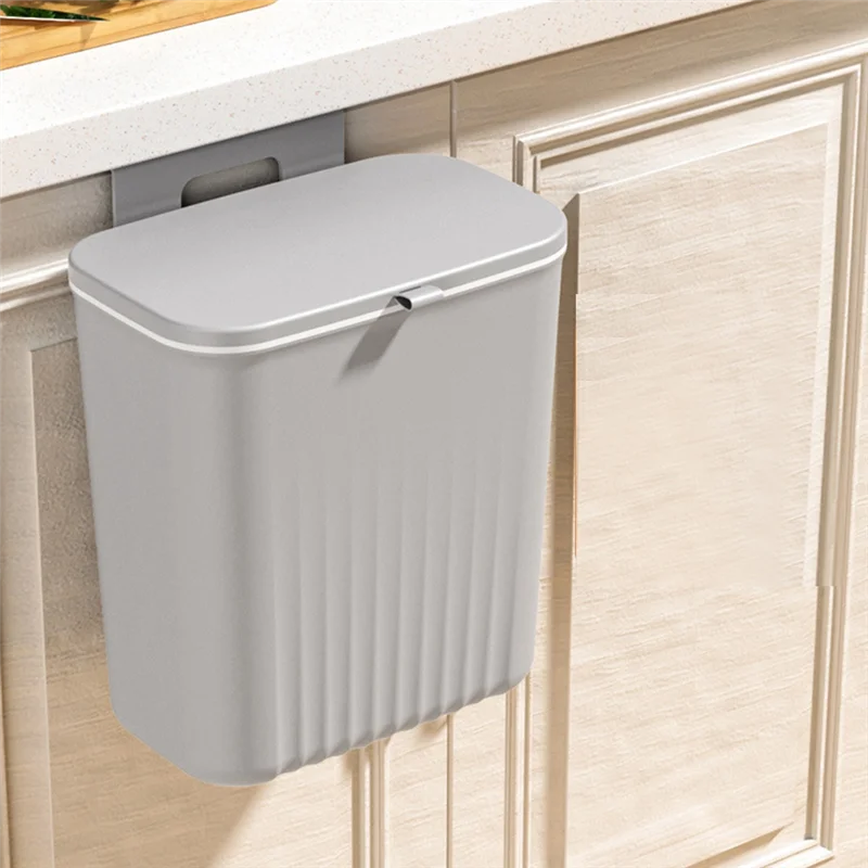 

Кухонное мусорное ведро, бытовая подвесная дверь шкафа, раздвижная крышка, ведро для хранения, мусорная корзина с настенным креплением, серый