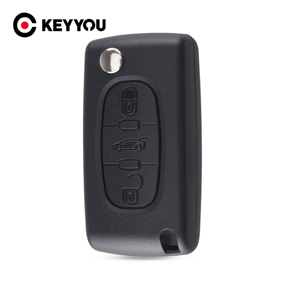 

KEYYOU 20x 3 Buttons Flip Remote Car Key Shell Case Fob For Peugeot 207 307 407 308 607 CE0523 No Groove