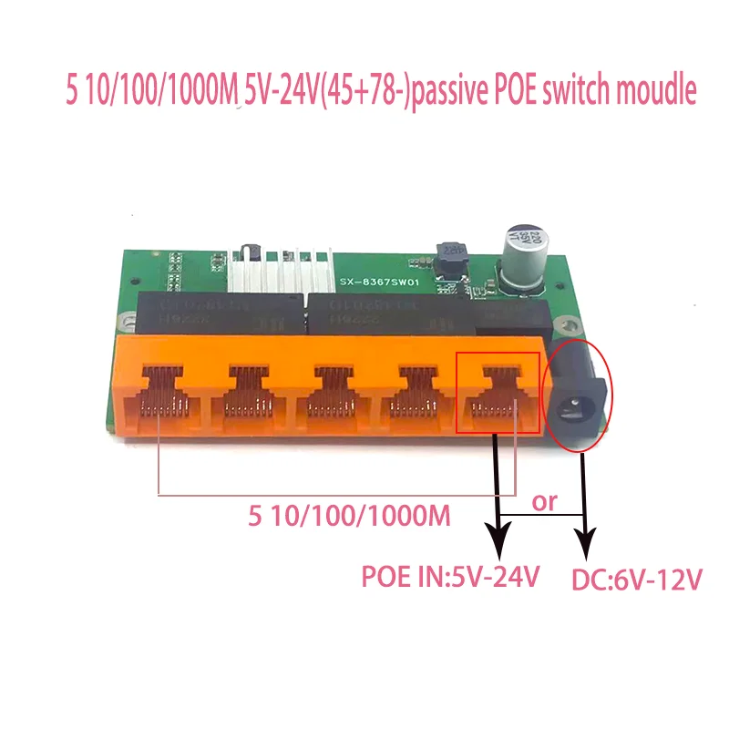 

Коммутатор Настольный на 5 портов, RJ45, 10/100 Мбит/с