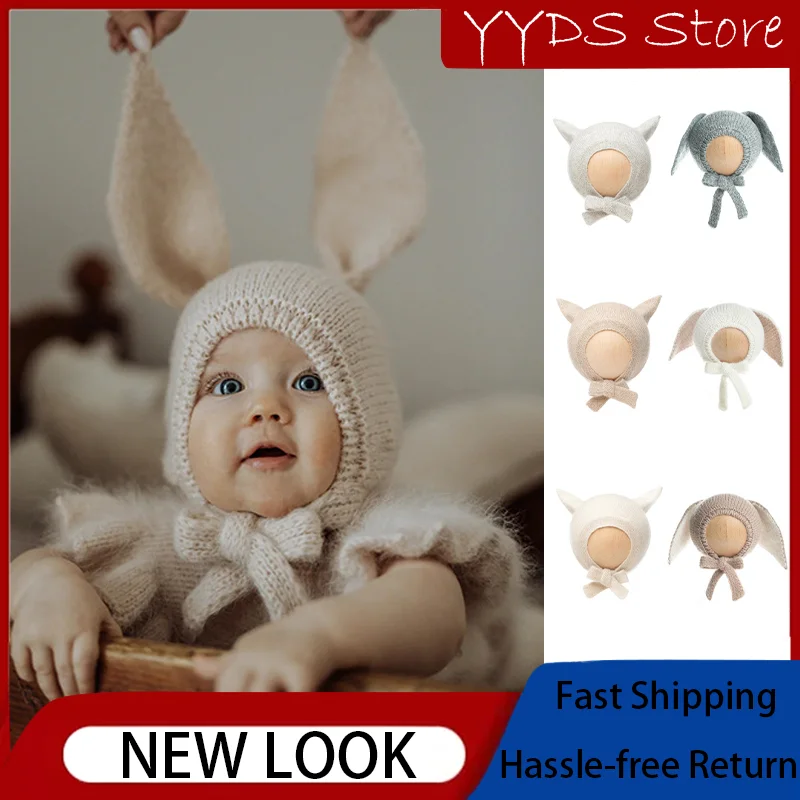 Baby Animal Shaped Wool Hat Cute Cat Ears Laced Hat Babies and Toddlers Autumn Rabbit Ears Beanie Kids Bunny Hat