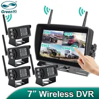 Wireless 7'' AHD Digital Touch Screen DVR Record IR Night Vision Reverse Backup Camera 4CH WiFi Monitor For Truck/Trailer/Bus/RV