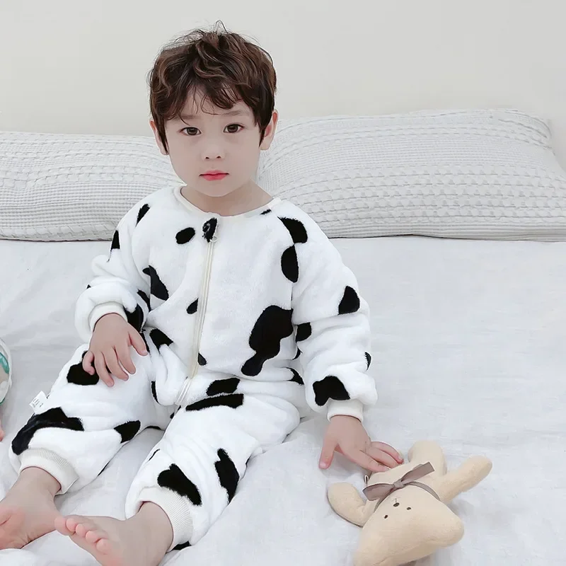 1 To 5 Years Winter Flannel Childrens Pajamas Sleeping Bags Rompers for Boys and Girls One-piece Suits for Home Wear