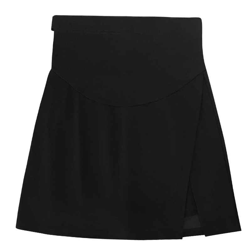 Summer Maternity Belly Skirts with Shorts Inside Fashion Solid Color Side Split Pregnant Woman A-line Skirts Slim Hips Skort