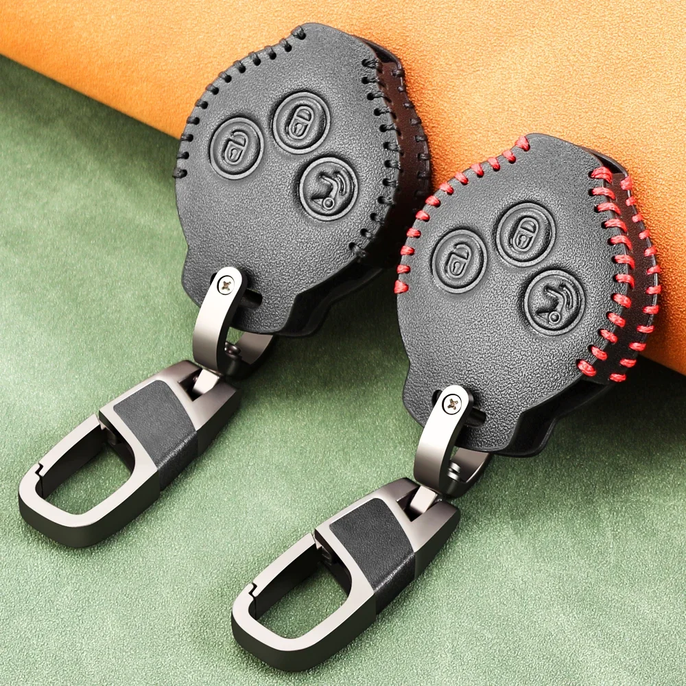 Leather Car Key Case Remote Cover For Mercedes Benz Smart 451 Chiave Roadster Crossblade Fortwo Roadster K Forfour Accessories key case cover,key case