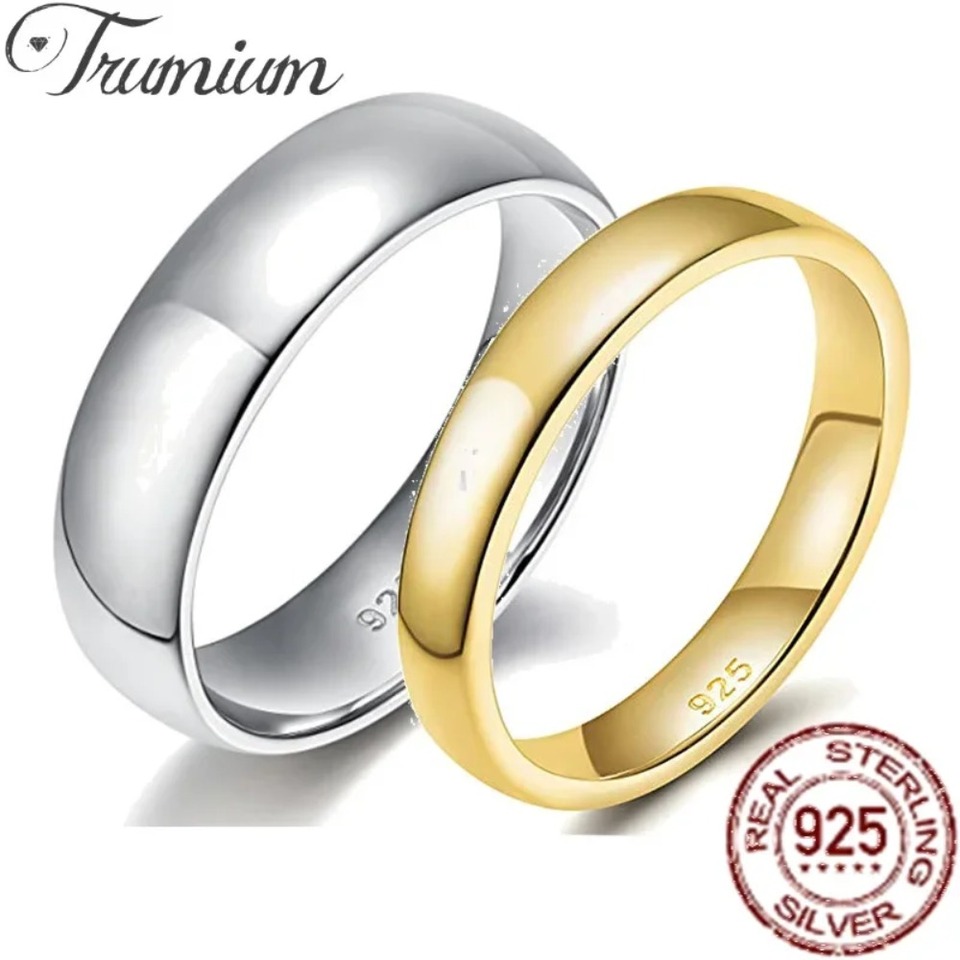 Trumium 2/ 4/6mm 925 Sterling Silver Ring High Polish Plain Dome Wedding Band Comfort Dropshiping