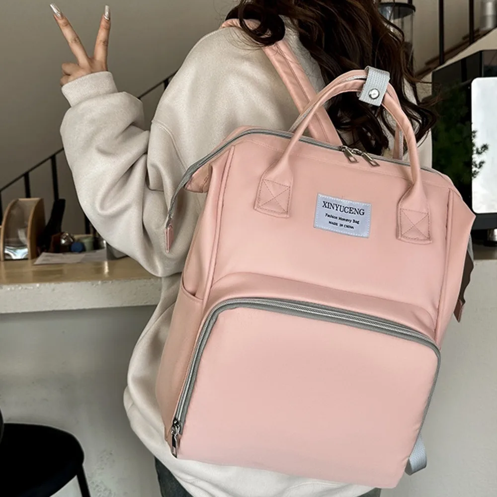 Multifunctional Mommy Backpack Oxford Cloth Solid Color Baby Diaper Bag Anti Splash Water Portable Mommy Shoulder Bag Baby