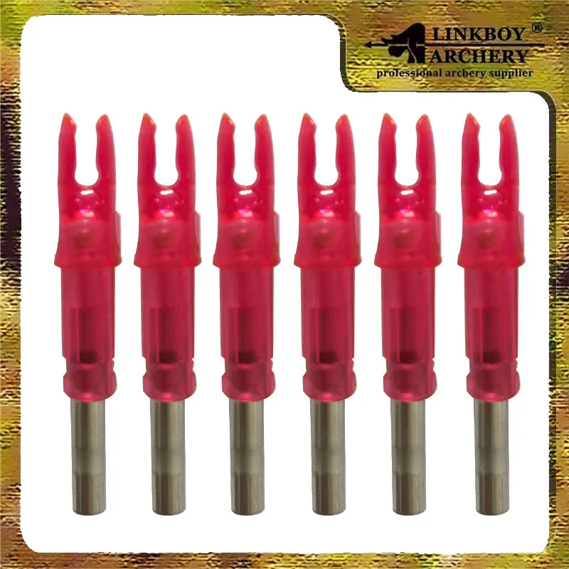 Linkboy Archery Orignal 6pcs Led Nock + 2 Free Replaceable Batteries ID6.2mm LED Lighted Archery Arrow Nock Compound Bow Hunting