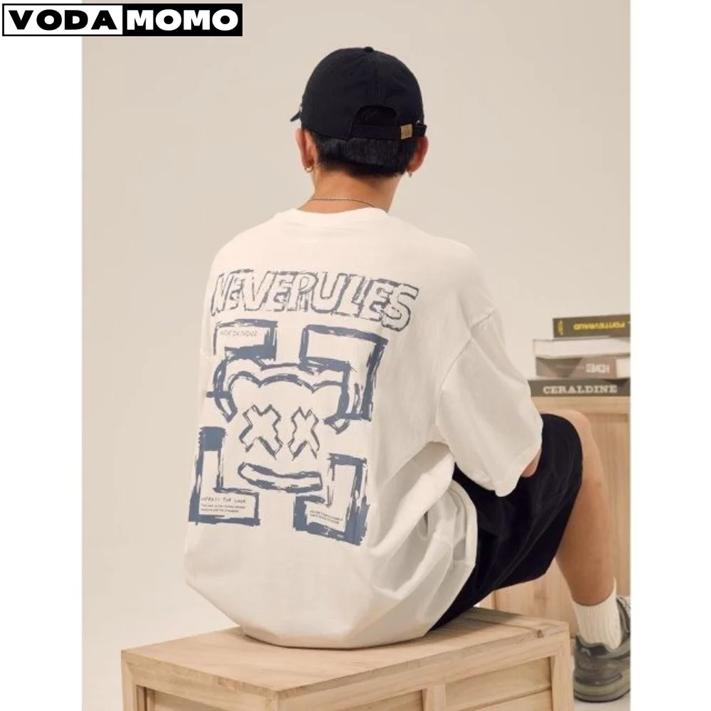 

Футболка мужская оверсайз с коротким рукавом, хлопок, свитер в стиле хип-хоп, универсальная Модная рубашка с коротким рукавом, лето