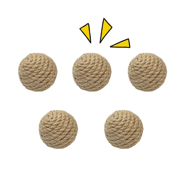 1/5/10PCS Cats Sounding Ball Interactive Handmade Sisal Cat Scratching Ball Make Sounds Cat Toy Home Kitten Ball Toys 2