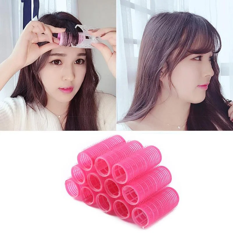 6pcs Self-Grip Hair Rollers Heatless Hair Curlers No Heat Bangs Volume Self-adhesive Hook & Loop DIY Styling Tools